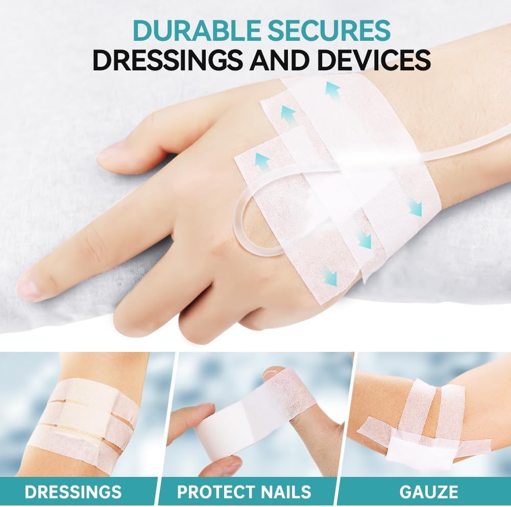 Dimora Paper Medical Tape, White, 16 Rolls, 1 Inch x 10 Yards | Hypoallergenic, For Sensitive Skin, Pain-Free Removal, Easy Tear, Waterproof