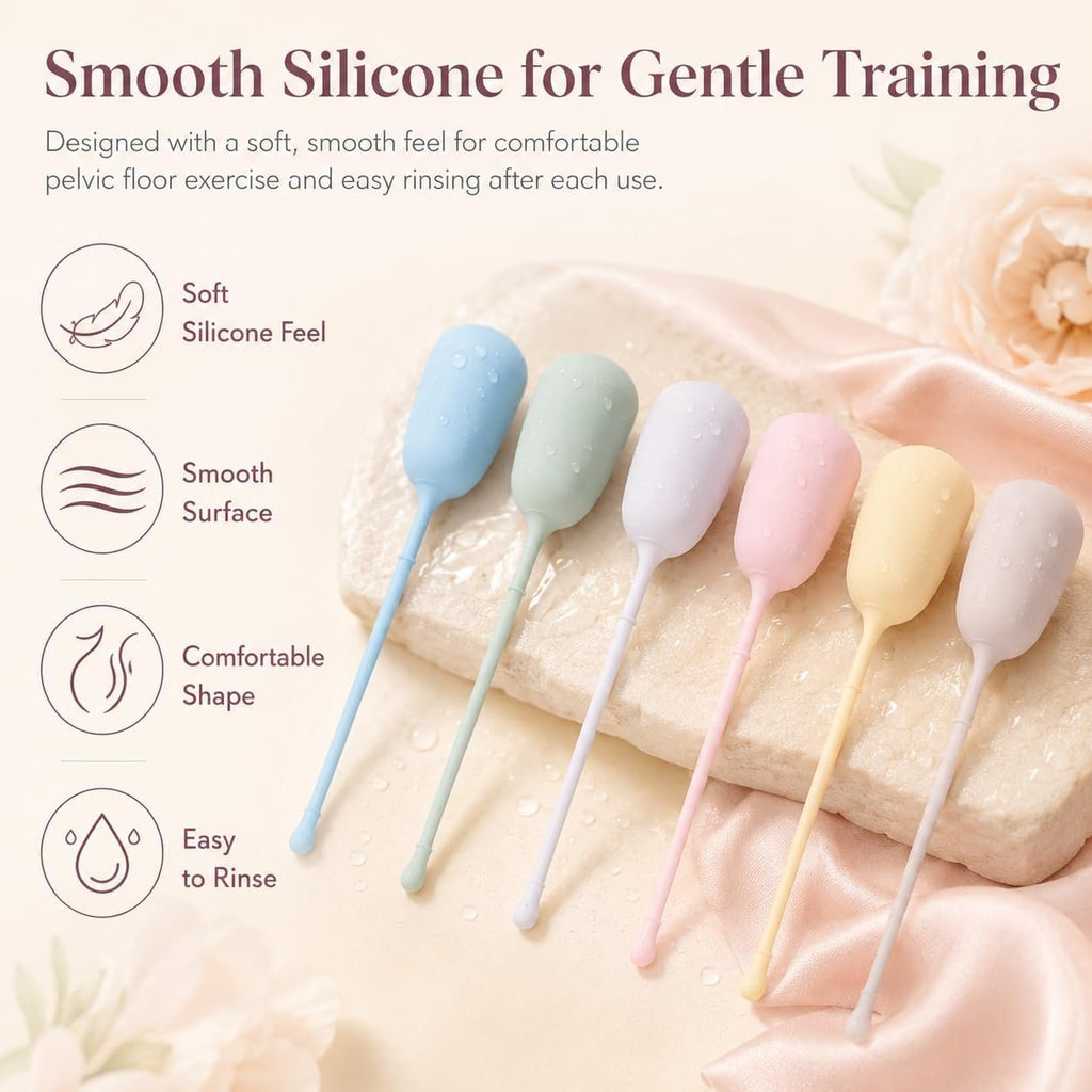 Kegel Exercise System, Set of 6 Silicone Pelvic Floor Weights for Women