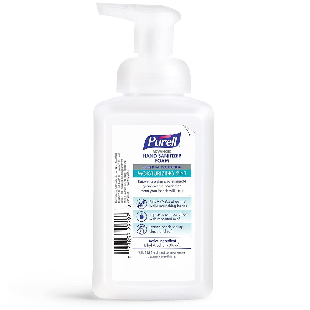 Purell Advanced Hand Sanitizer 2in1 Moisturizing Foam, Naturally Fragranced with Essential Oils, 10 oz Pump Bottle (Pack of 3), 3002-06-EC