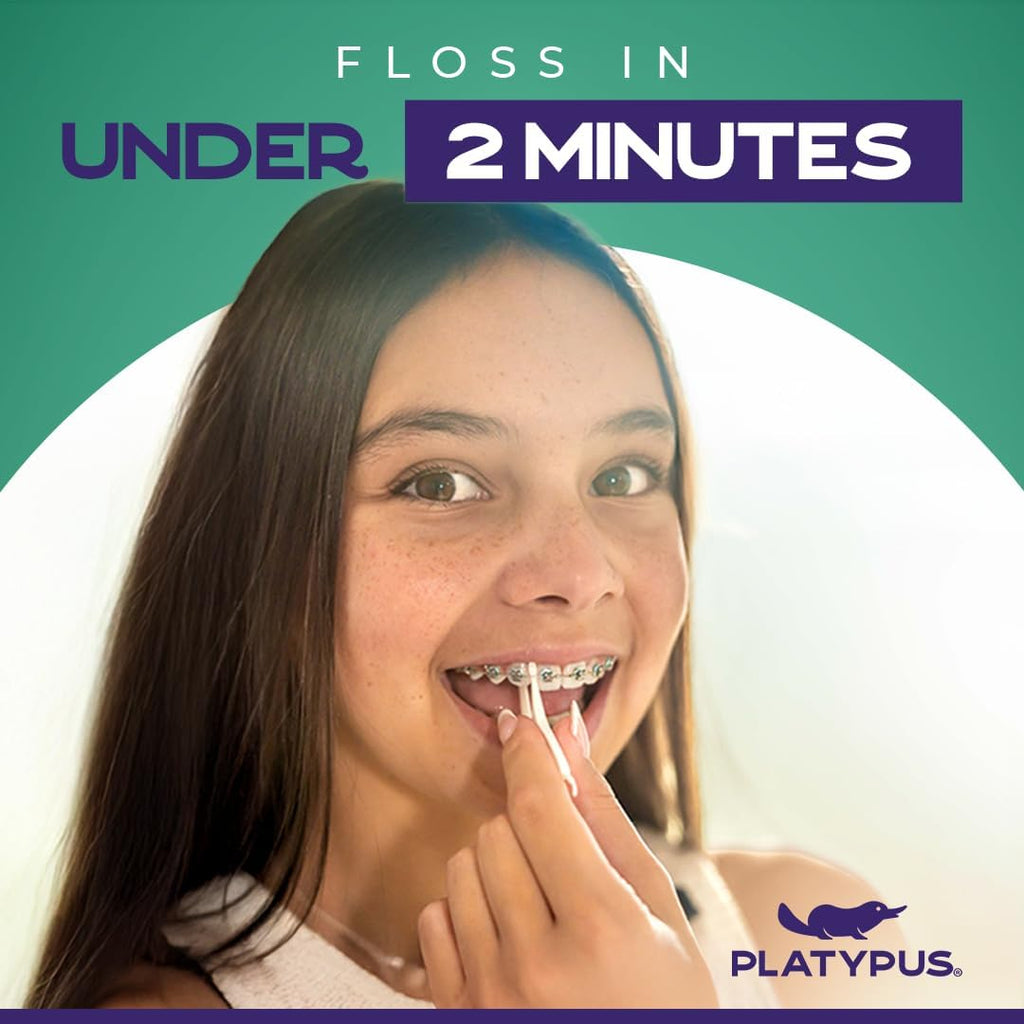 Platypus Orthodontic Flossers for Braces, 40 Count (Pack of 1) | Suitable for Adults & Kids; Fits Under Arch Wire, Non-Damaging & Encourages Flossing; Floss Teeth in Under Two Minutes