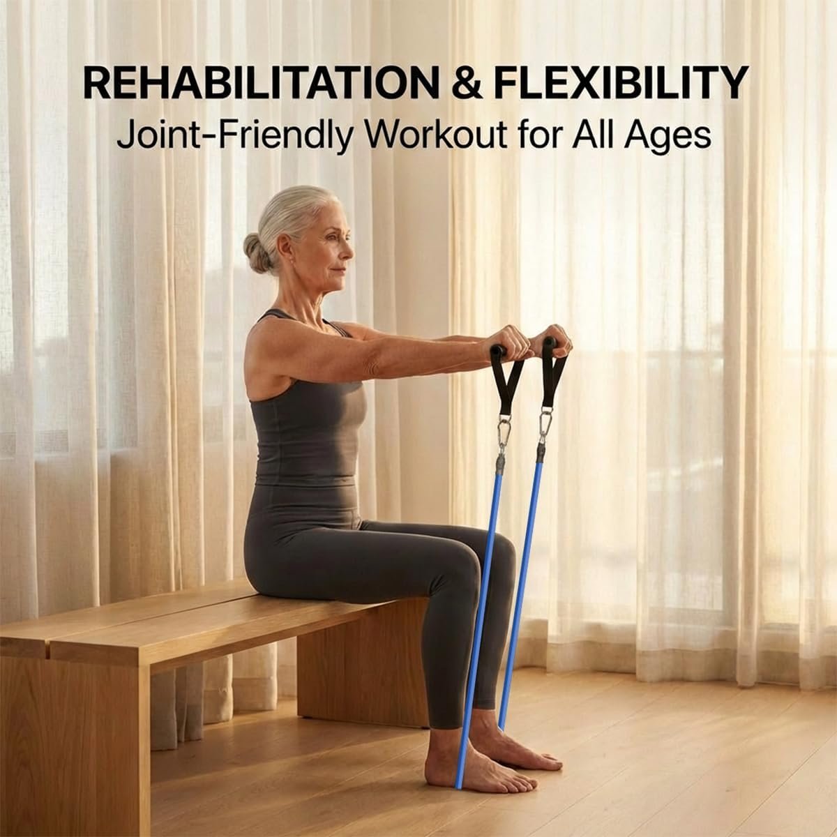 VEICK 10-150LBS Resistance Bands with Handles, Ankle Straps, Door Anchor | Accredited Lab Certified, 100% Natural Latex, Versatile for Yoga, Pilates, Strength, Home Gym