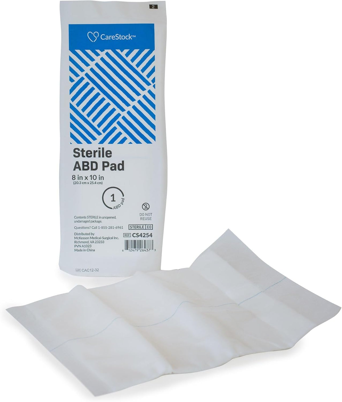 CareStock Abdominal Pads 8x10 in [48-Pack] Sterile ABD Pads, Extra Absorbent, Individually Wrapped, Wound Care First Aid, 24 Count, Pack of 2