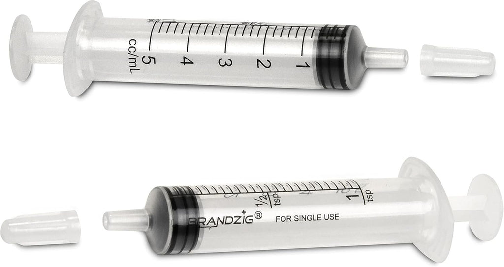 5ml Syringe With Cap (100 Pack) | Oral Dispenser Without Needle, Luer Slip Tip, | Individually Wrapped Medicine Dropper For Infants & Pets