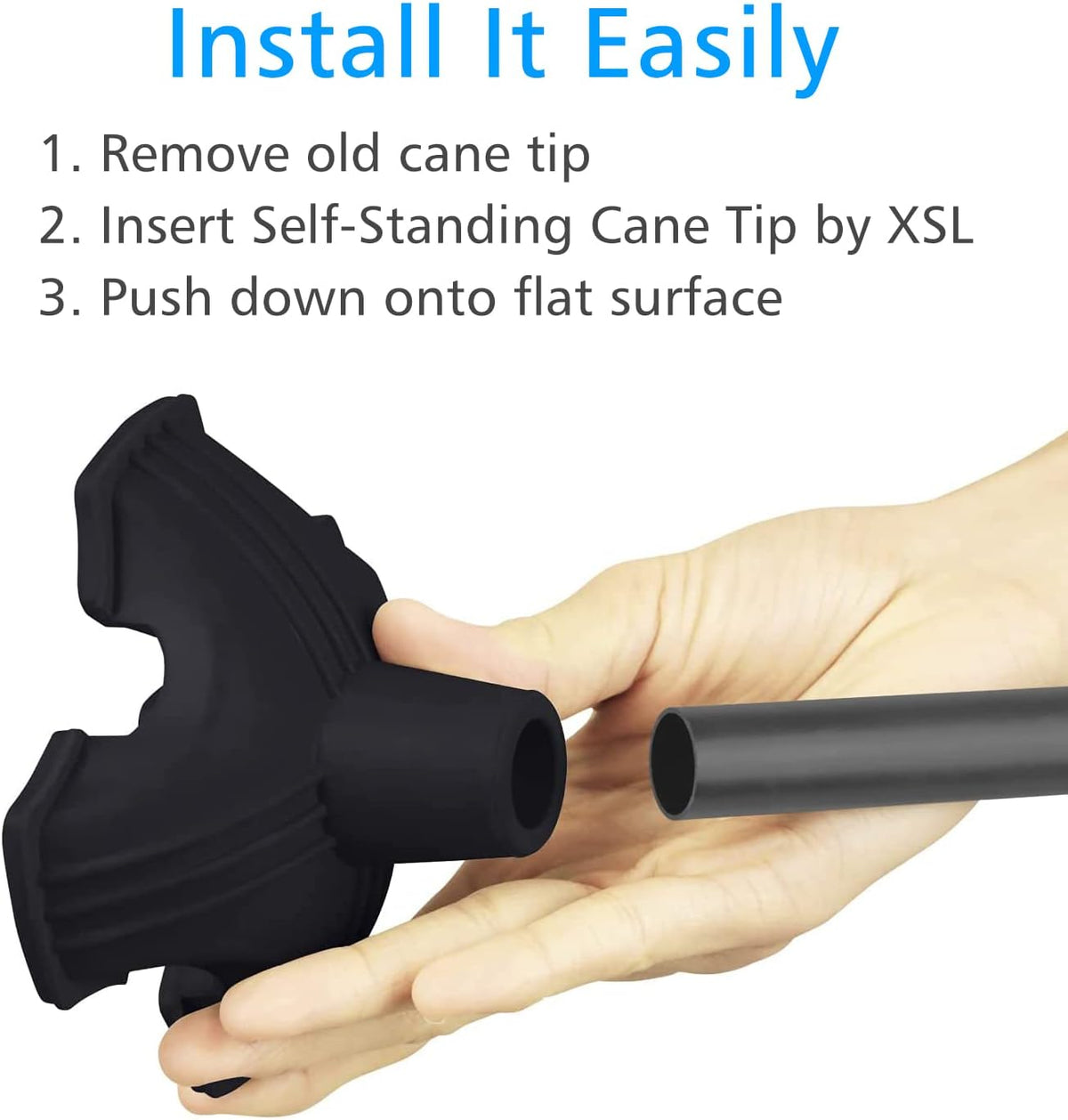 XSL Cane Tips - Heavy Duty Rubbers Self Standing Quad Base Replacement Walking Cane Tips