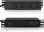10 inch Rack PDU, 4 Rear Outlets, 15A, 125V, 1875W | 15A Overload Switch, 1U RackMount, 6ft Power Cable