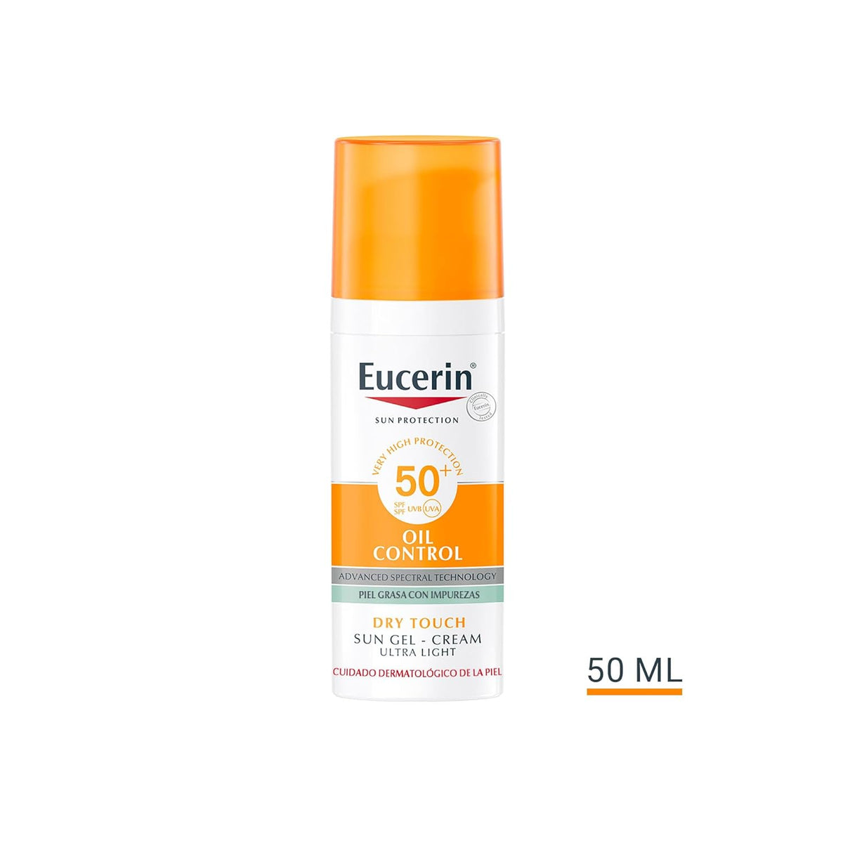 Eucerin Sun Gel Oil Control Dry Touch SPF 50+ (50ml), 50+ Face Sun Protection with UVA/UVB Filters, Sun Cream for Oily & Acne Prone Skin, Ultra Light Textured Sun Cream