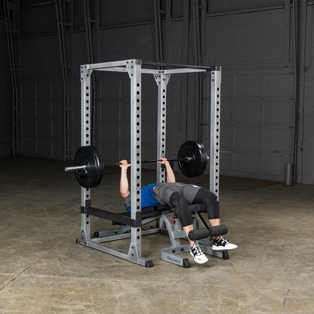 Body-Solid (GPR378 Power Rack - Heavy-Duty Steel Squat Cage with Adjustable Safety Bars and Chin-Up Bar for Home and Light Commercial Gym