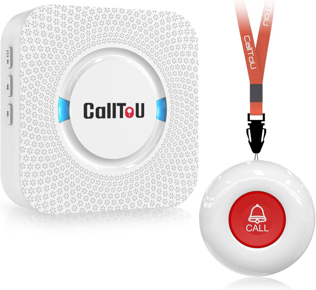 CallToU Caregiver Pager Wireless Call Button Nurse Alert System Home Care | Easy to Use, 500+FT Through-Wall, Peace of Mind, Waterproof Call Button for Elderly, Seniors, Patients and Home Caregivers
