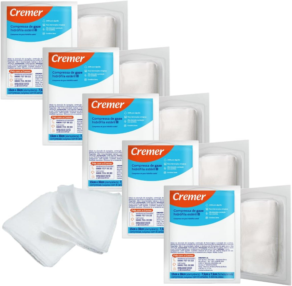 Gauze and Wound Dressings 100% Cotton Sterile 5 pieces 7.5cm