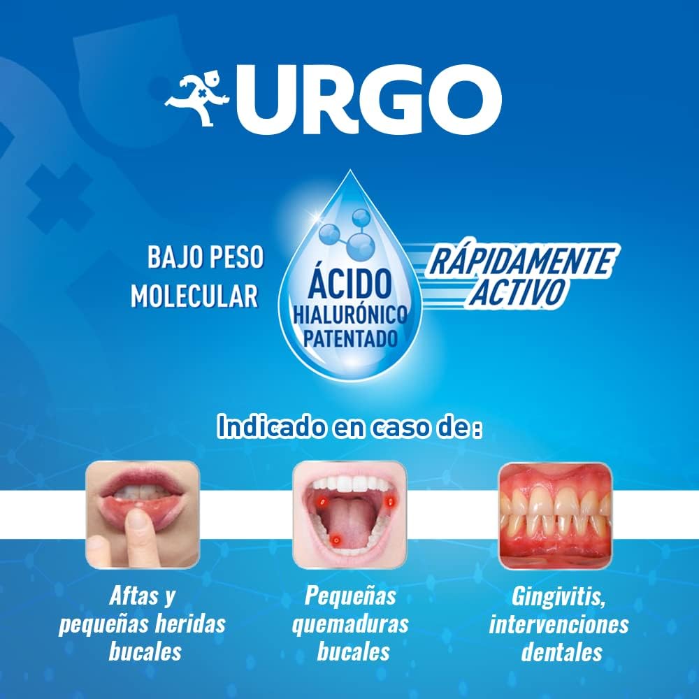 Urgo - Thrush Spray - Treatment for thrush, sores and small mouth wounds with Hyaluronic Acid, Relief and healing of mouth sores - Spray 15ml