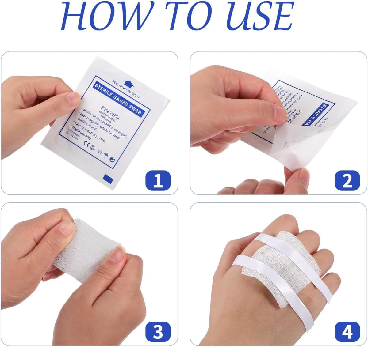 Healeved 30pcs Sterile Gauze Pads 2x2 Gauze Pads, Wound Dressing Tape, Ultra Absorbent Non- Woven Gauze Sponges For Wound Care for Home Outdoor
