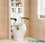 OrtoPrime Tilting WC Lift with Folding Armrests – Height Adjustable 5, 10 and 15 cm – Raised Toilet with Lid – Portable Toilet Lift