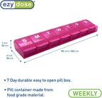 Ezy Dose Weekly (7-Day) Pill Organizer, X-Large Medicine Planner, Pink