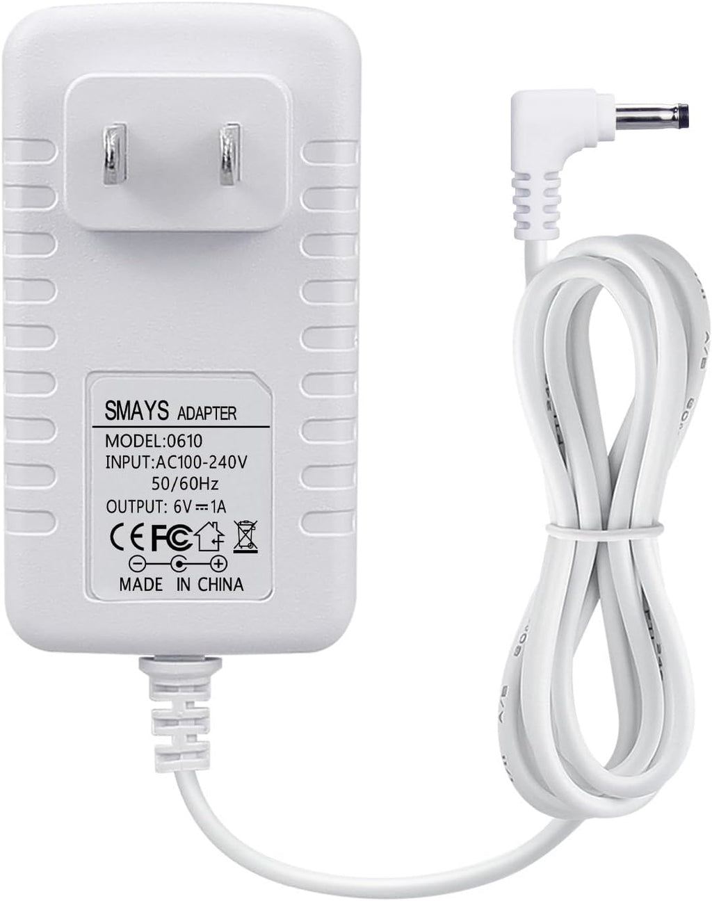 6V AC Adapter for Omron Blood Pressure Monitor Hem-ADPTW5, Power Cord White