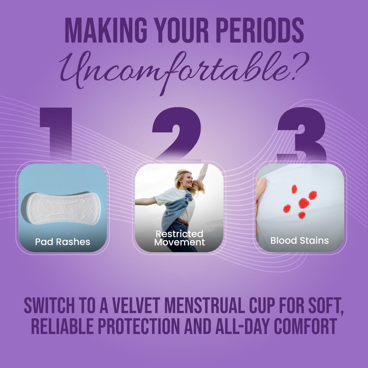 Velvet Reusable Menstrual Cup for Women - Large Size with Pouch|Ultra Soft, Odour and Rash Free|100% Medical Grade Silicone |No Leakage | Protection for Up to 8-10 Hours | Large