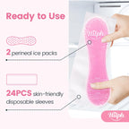Hilph Cooling Compress for Postpartum Childbirth, 2 Pack Perineal Cooling Pads with 24 Disposable Covers, Vaginal Care, Relieve Pain and Discomfort Postpartum, Pink