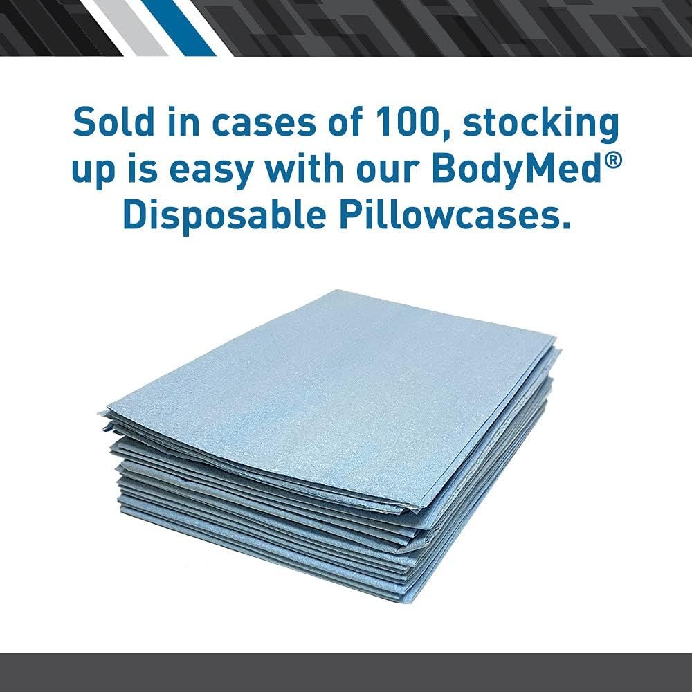 BodyMed Disposable Pillowcases (Tissue/Poly) – Disposable Pillow Cases – Medical Paper Pillowcases – Case of 100 – 21" x 30" – Blue