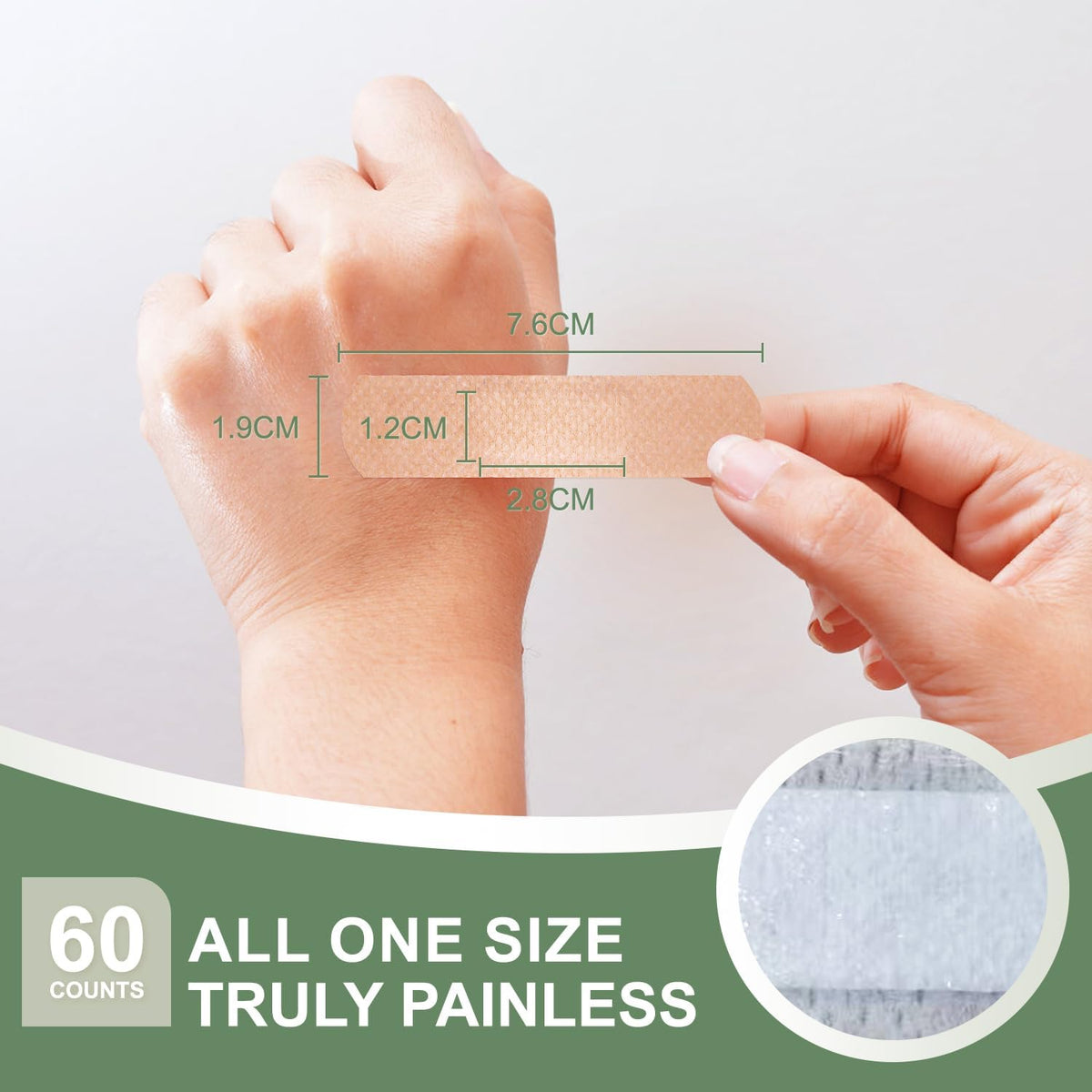 Hysimedy Silicone Bandages for Sensitive Skin 0.75x3 Inch Painless Removal | 60 Counts Latex Free Hypoallergenic Breathable Long-lasting Easy Remove Small Adhesive Bandages for Wounds Geriatric Children