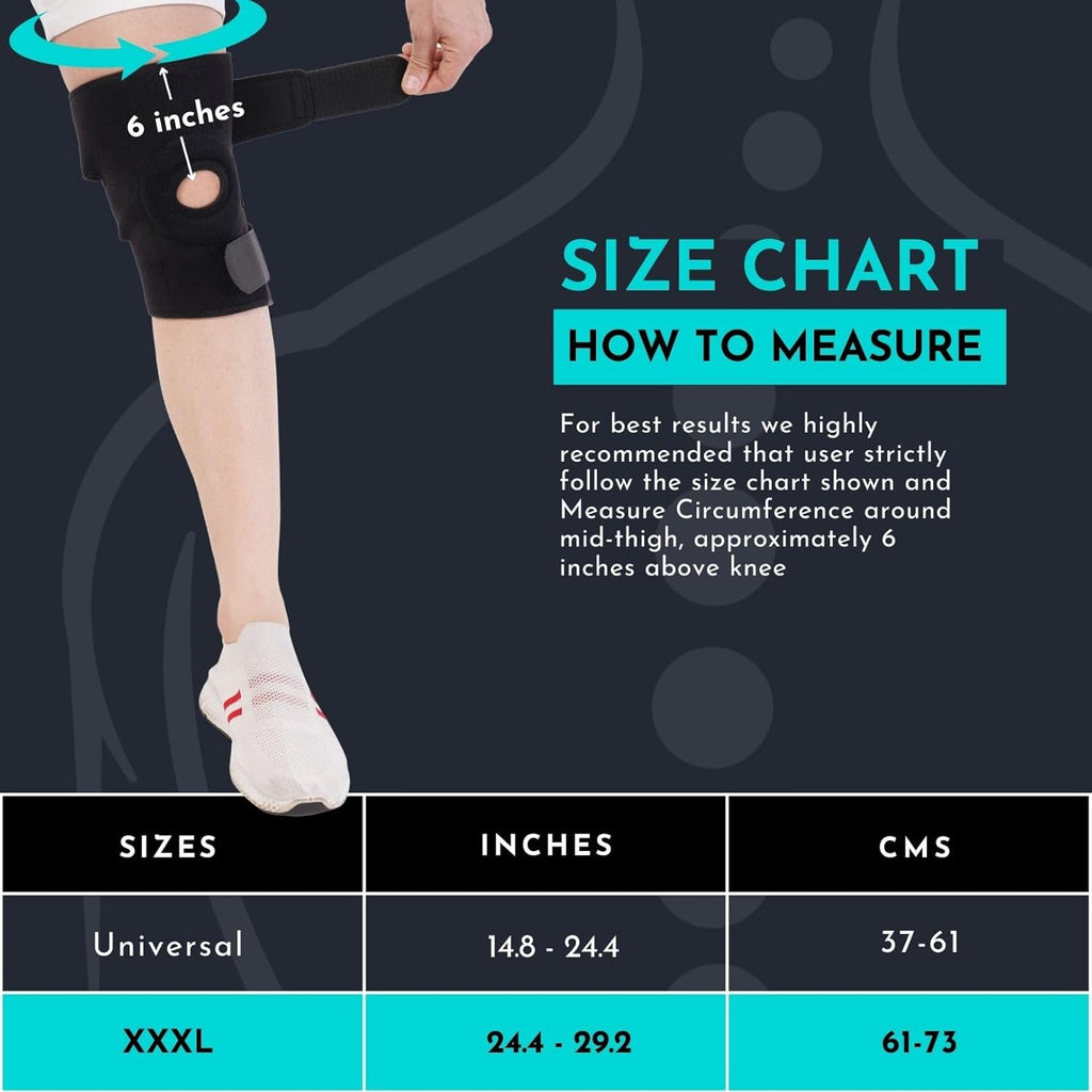 CUREWRAP Adjustable NEOPRENE HINGED KNEE BRACE UNIVERSAL SIZE (14.8" 24.4") for Men & Women| Knee Support Pain Relief, ACL, Meniscus, Ligament Tear, Arthritis, Post-Surgery, Injury & Sports Recovery | 12.5 INCH Long Knee Stabilizers