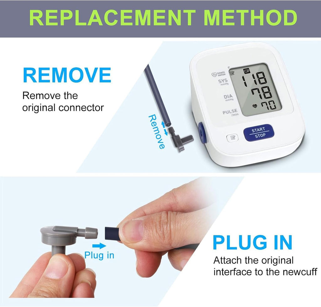 Replacement Extra Large Cuff for Omron BP Monitors 22-52CM Big Arm - Adjustable XL Blood Pressure Cuff, Includes 6 Universal Interface, Blood Pressure Monitors Large Cuff Compatible