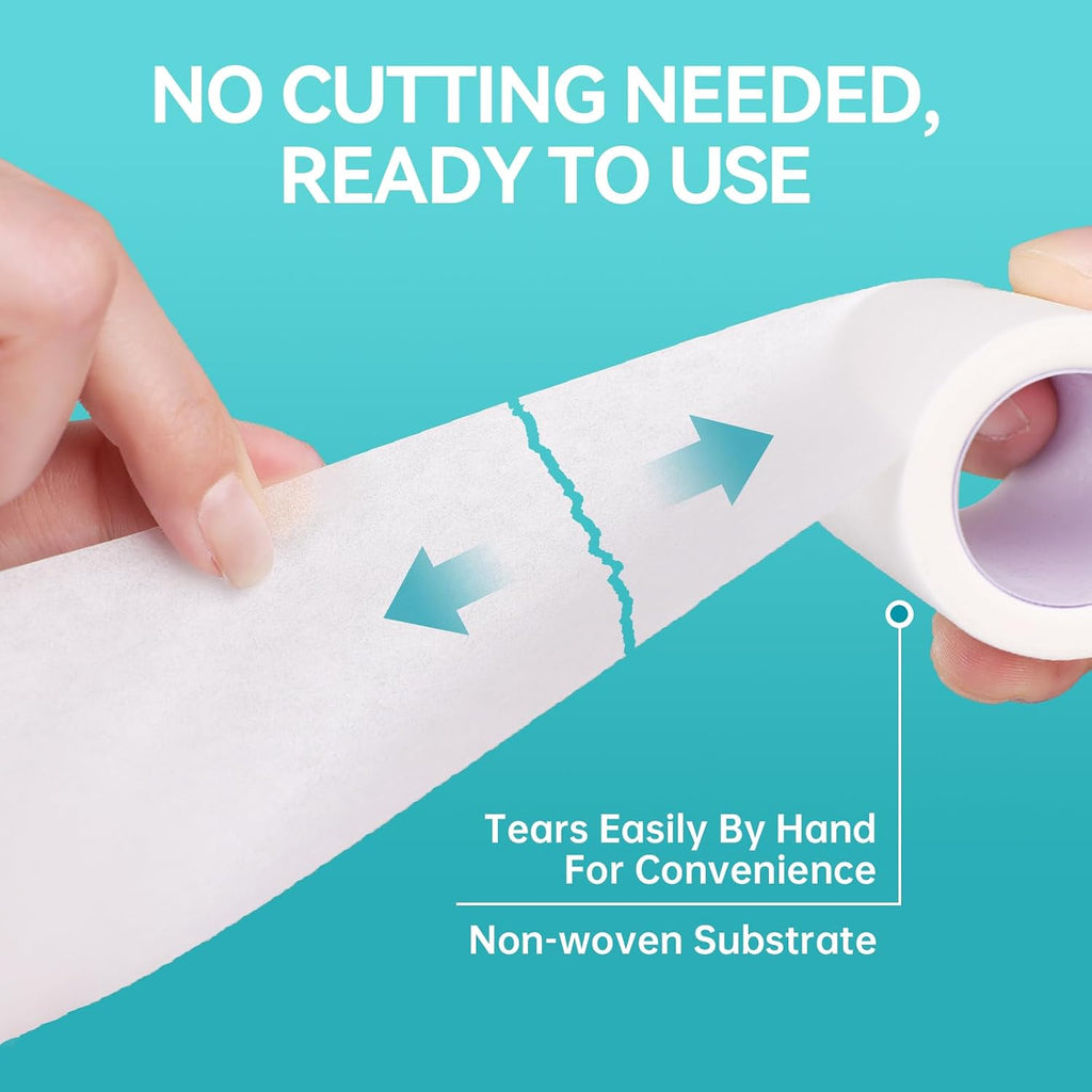 Dimora Paper Medical Tape, White, 8 Rolls, 2 Inch x 10 Yards | Hypoallergenic, For Sensitive Skin, Pain-Free Removal, Easy Tear, Waterproof