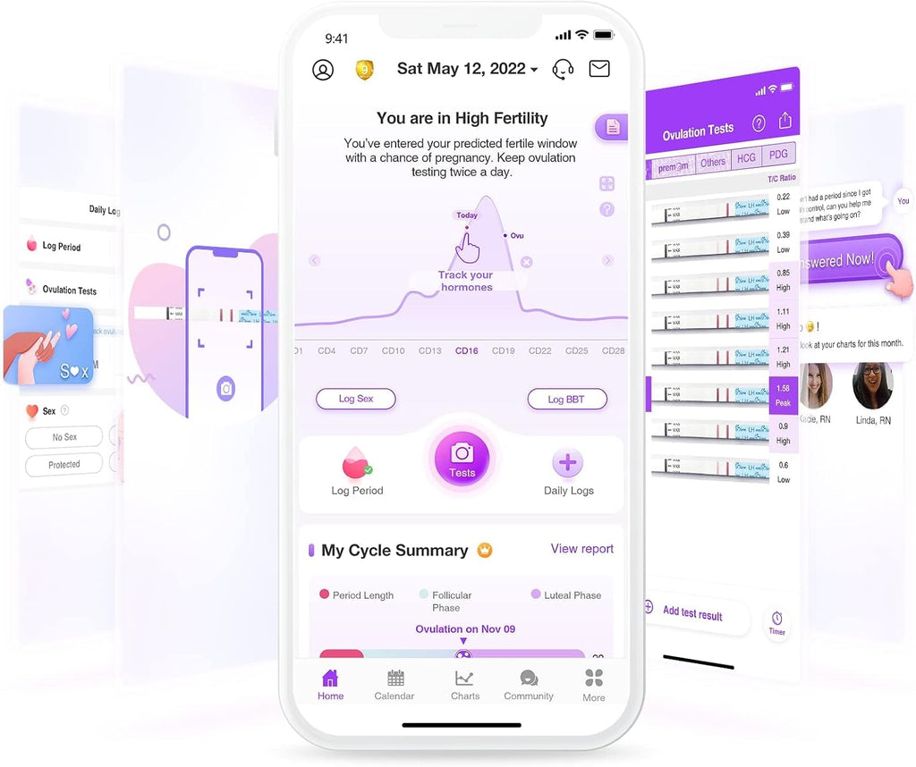 Easy@Home Ovulation Test Strips, 25 Pack Fertility Tests | Ovulation Predictor Kit, Powered by Premom Ovulation Predictor iOS and Android App, 25 LH Strips
