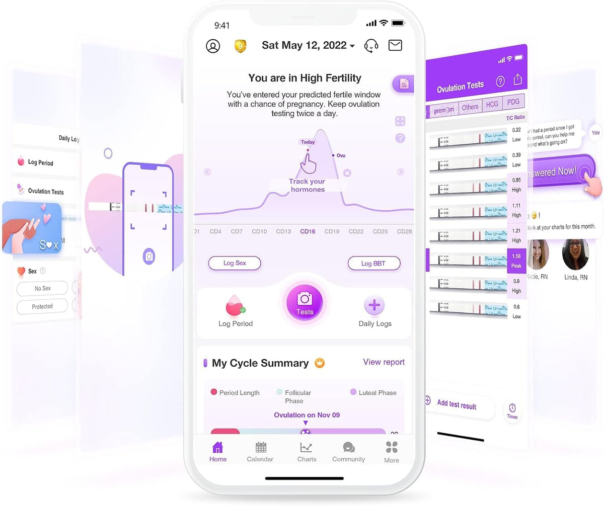 Easy@Home Ovulation Test Strips, 25 Pack Fertility Tests | Ovulation Predictor Kit, Powered by Premom Ovulation Predictor iOS and Android App, 25 LH Strips