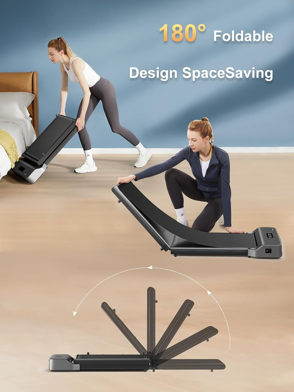 WalkingPad Z1 Foldable Walking Pad Treadmill, Under Desk Compact Design | 180° Foldable Design for Easy Storage, Space Saving, Quiet Motor and LED Display for Daily Home Office Walking and Jogging