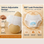 Disposable Period Panties for Women | Velcro Adjustable Leakproof Panty Pads | 360° Protection | Ultra Absorbent Sanitary Underwear for Heavy Flow, Overnight & Postpartum Use (pack of 10)