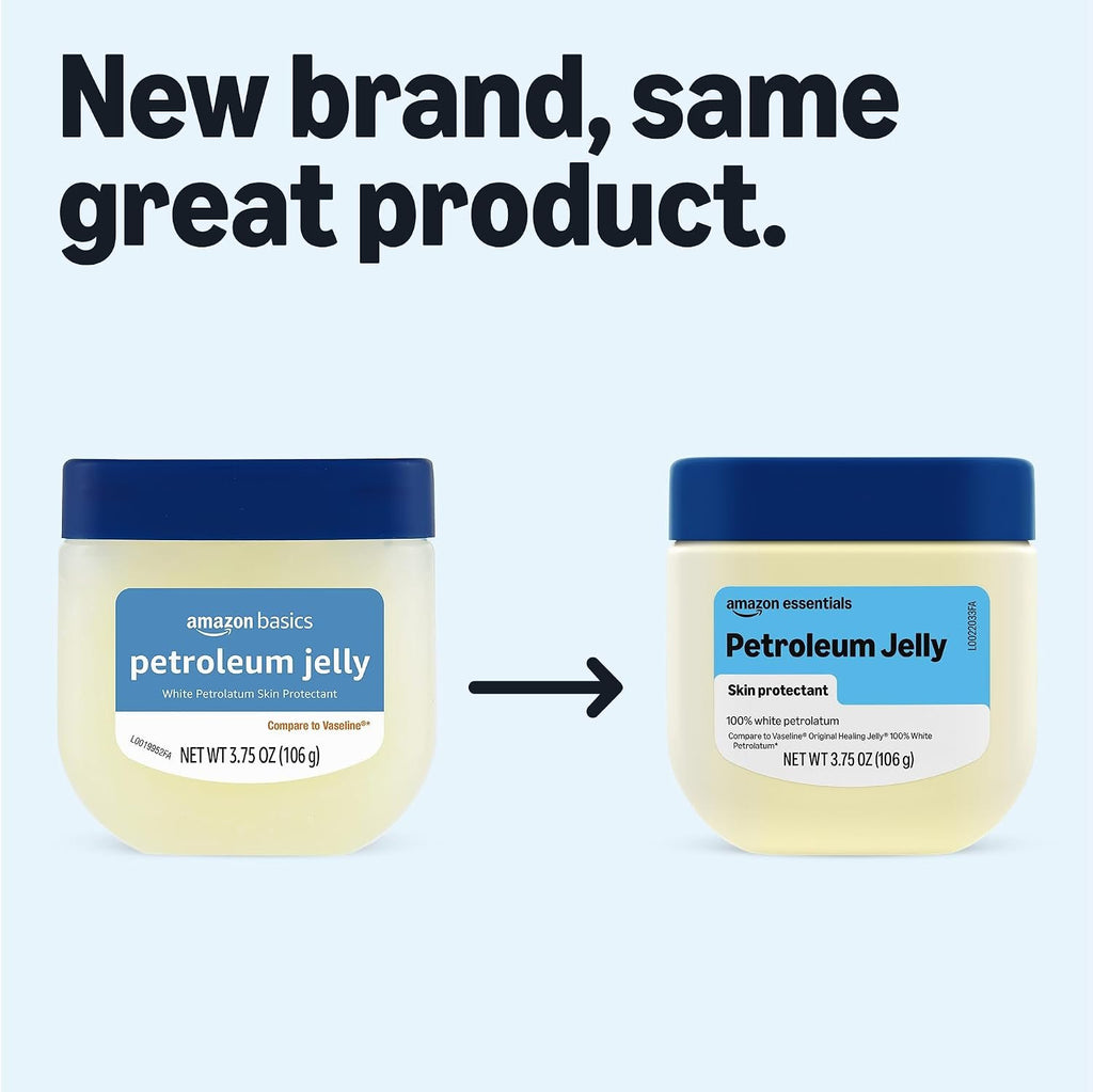 Amazon Essentials Petroleum Jelly White Petrolatum Skin Protectant, Unscented, 3.75 Ounce, 1-Pack (Previously Amazon Basics)