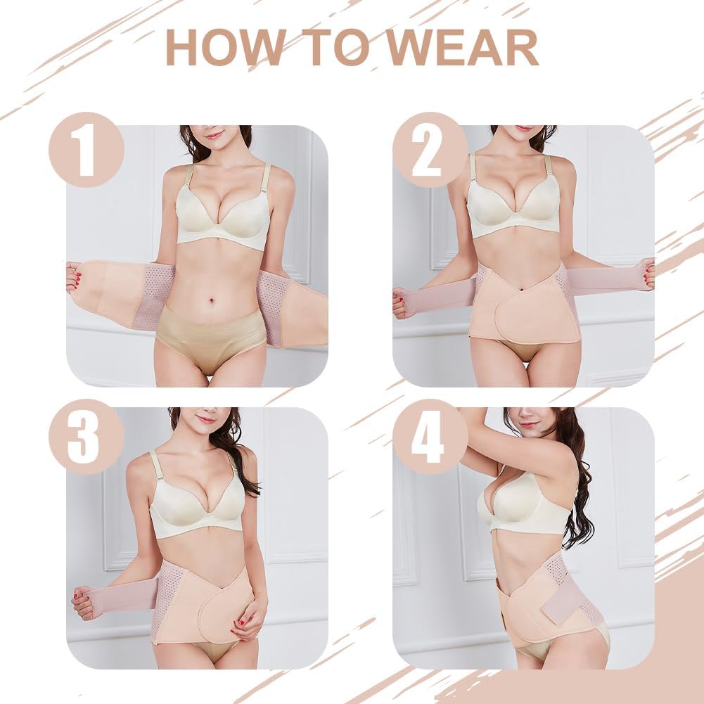 ACWOO Postpartum Girdle, Postpartum Abdominal Belt, Postpartum Recovery Belt with Double Adjustment Straps, Lumbar Girdle for Women, Waist Shaper, Tummy Sweat Wrap, Beige