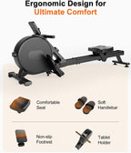 Superun Upgraded Rowing Machines for Home, Magnetic Rowing Machine with 32 Levels, Rower Machine of Quiet Resistance & 300LBS Weight Capacity, Row Machine with LED Monitor, App Supported