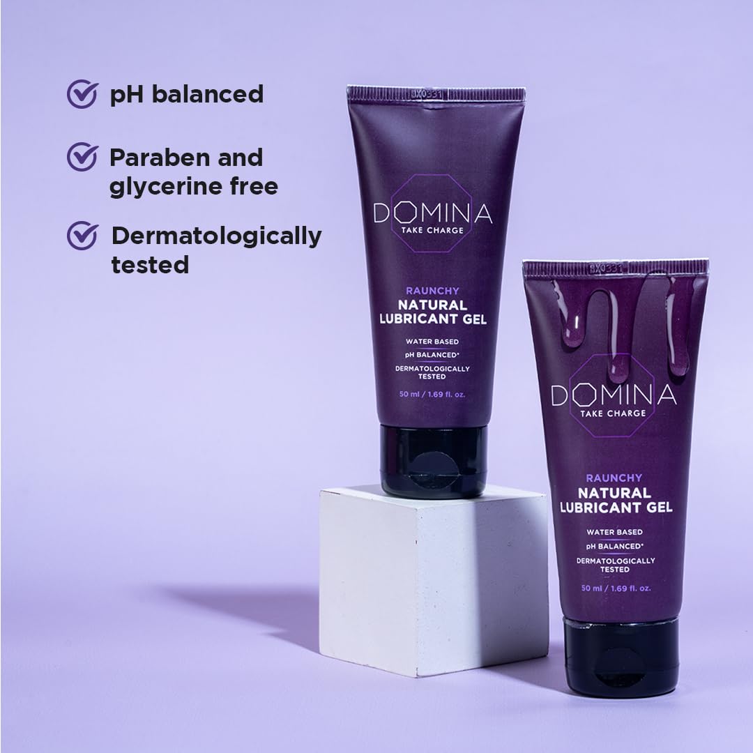 Domina Raunchy Natural Lubricant Gel | 50 ml | pH Balanced| Water-Based | Glycerine Free | Non-Sticky | Lube For Men & Women | Compatible With Condoms And Silicone Toys
