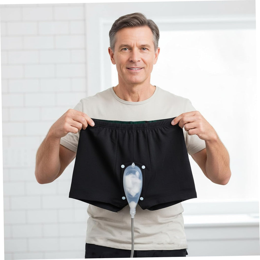 Male Urinal System with Leg Bag, Incontinence Device for Men with Comfortable Silicone Outer Catheter M..
