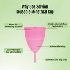 Reusable Menstrual Cup for Women | FDA Approved | Made of Ultra Soft 100% Medical Grade Silicone | Odour, Rash & Itch-Free Period | Leak-Proof Protection for 8-10 Hours, Pack of- 1
