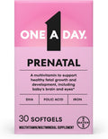 One A Day Prenatal Vitamins- Folic Acid, Iron, Omega- 3 (DHA), Pregnancy Vitamins for Women, Prenatal Multivitamin for Mom and Baby Support, Pregnancy Must Haves 30 Ct (Packaging May Vary)