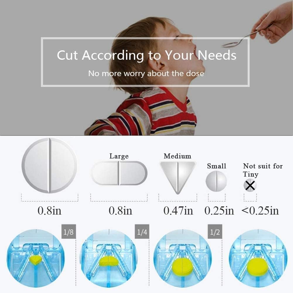 JohnBee Pill Cutter for Small or Large Pills, Cuts Vitamins (Blue)