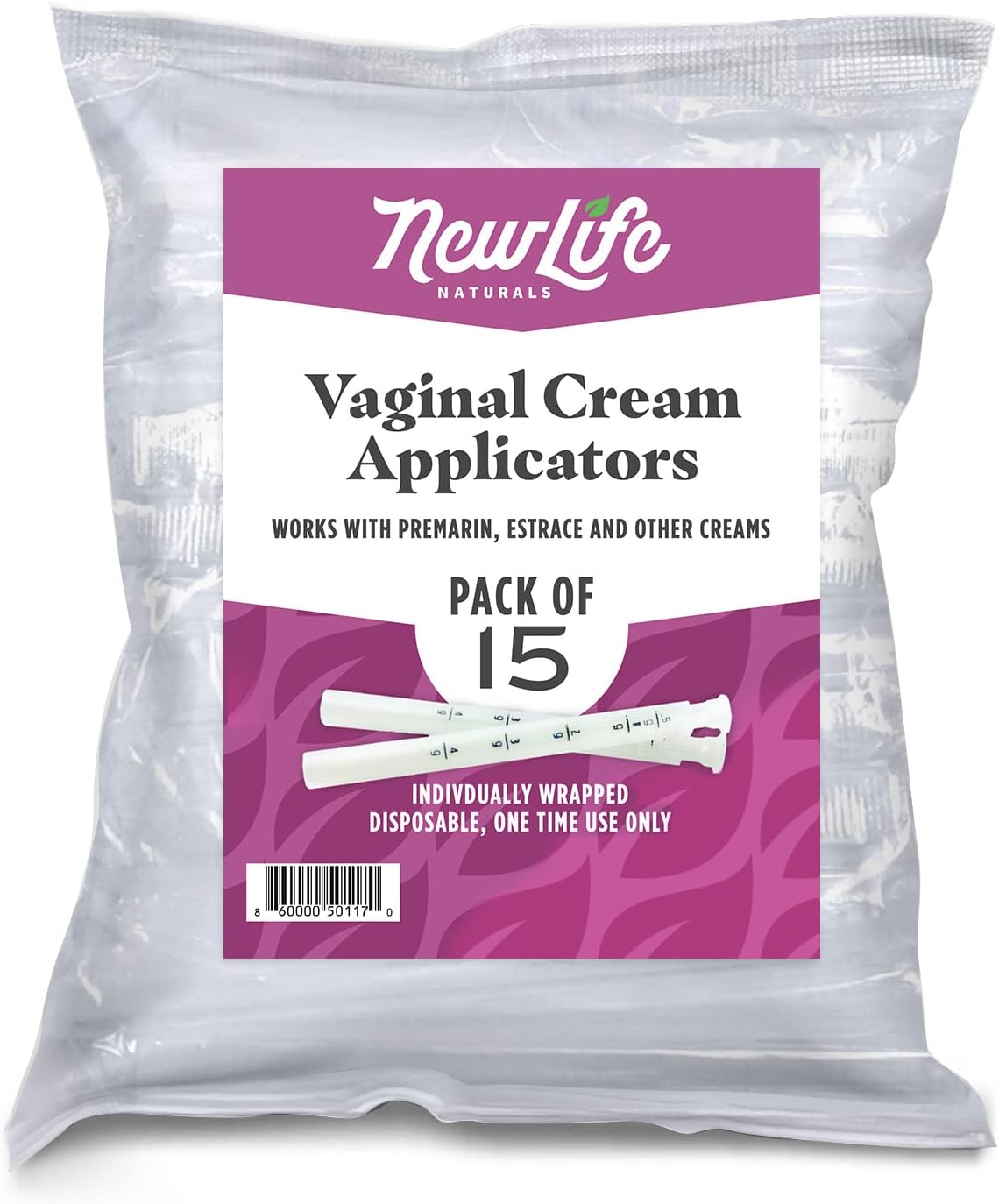 Disposable Plastic Vaginal Applicator Pack: Hygienic Threaded Injector Applicators to Fit Preseed Lubricant, Estrace, Personal Lube and OTC Gel or Cream Products - with Dosage Measurements - 15 Pack