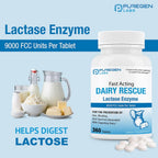 Puregen Labs Dairy Relief Fast Acting Lactase Enzyme 9000 FCC, Lactose Intolerance 720 Total Tablets