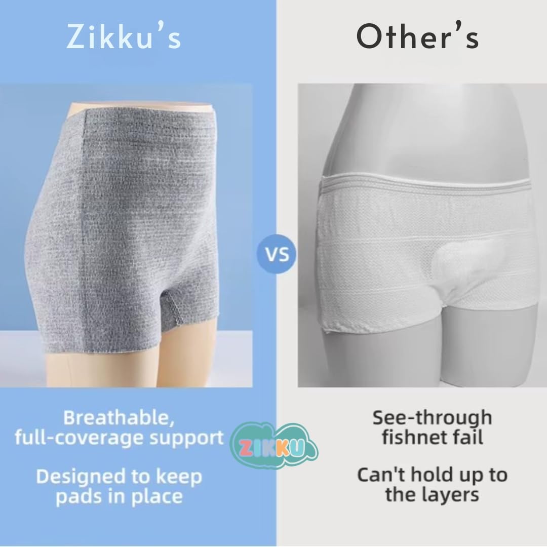 ZIKKU Pack of 4 Disposable Postpartum Maternity Panties Grey | Soft Non-Woven Breathable Fabric Post Delivery Underwear | Stretchable Maternity Care Panties for Women