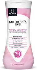 Summer's Eve Simply Sensitive All-Over Daily Feminine Wash, Gentle pH-Balanced Body Wash for Women, Removes Vaginal Odor, 15 Fl Oz