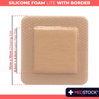 MEDSTOCK Silicone Foam Lite Dressing with Border, 10cm x 10cm, 10 Count, Comfortable Healing for Wounds, Waterproof, Gentle & Secure Adhesion