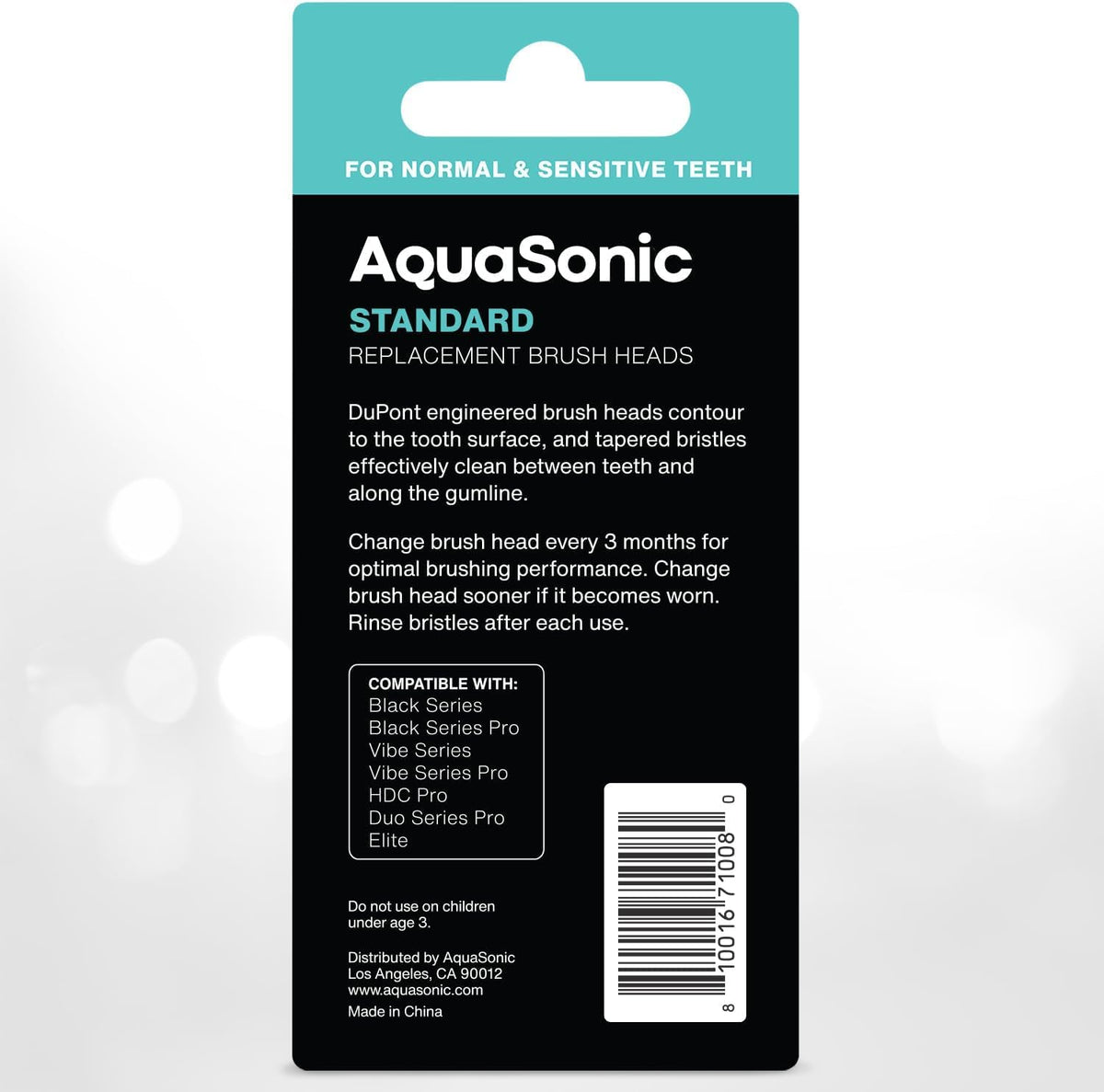 AquaSonic Genuine Standard Replacement Brush Heads | ADA Accepted | for Normal & Sensitive Teeth | Compatible with Many AquaSonic Toothbrush Handles (2 Pack Black)