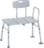 HOMLAND Tub Transfer Bench with Backrest for Bathtub, Height Adjustable | 400 lbs, Slip-Resistant Feet, Sturdy Aluminum Heavy Duty Shower Chair, Safer Bathing Aid Bench for Elderly and Disabled
