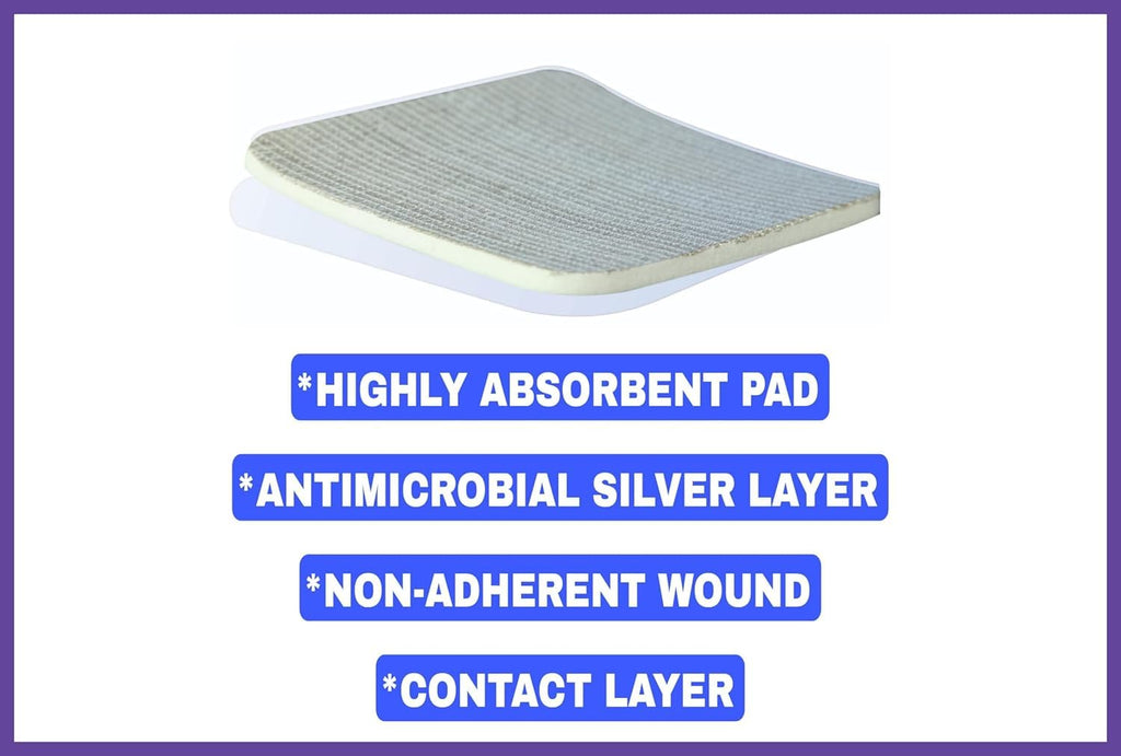 AGFIX FOAM, Agfix Foam Silver Wound Dressing 10x10CM, PACK OF 5