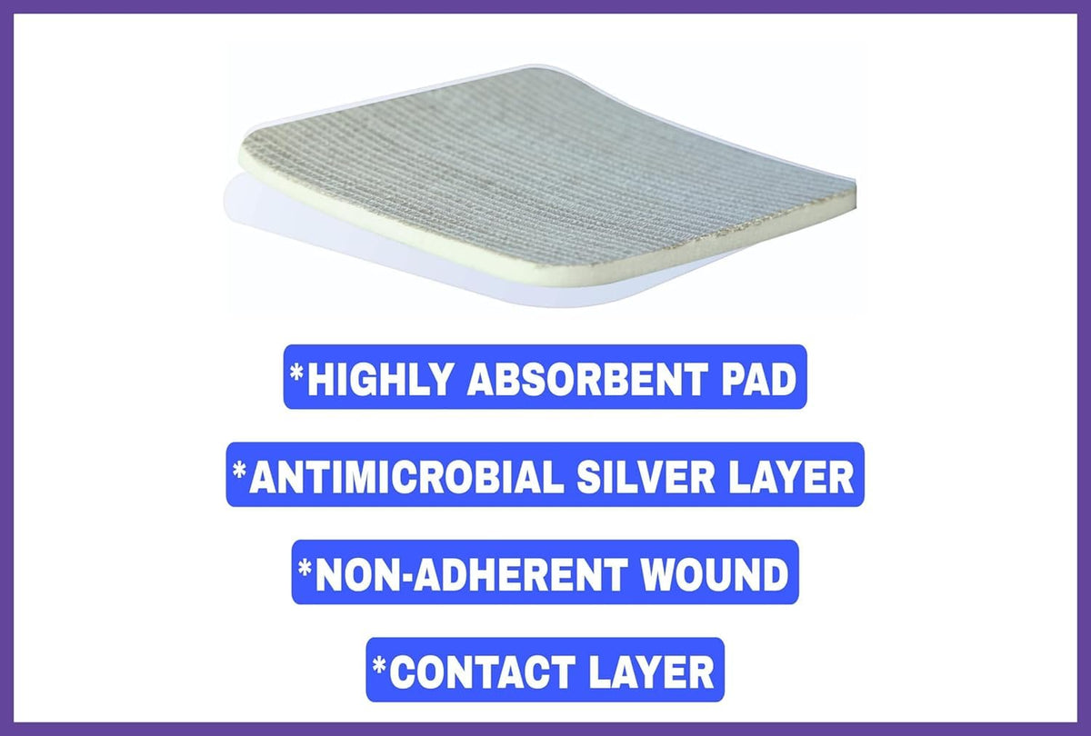 AGFIX FOAM, Agfix Foam Silver Wound Dressing 10x10CM, PACK OF 5