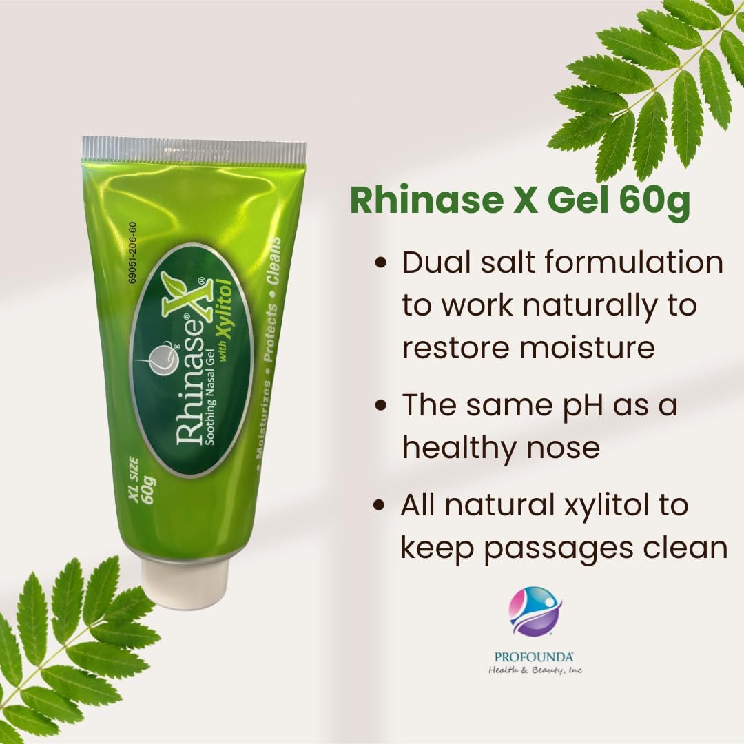Rhinase X Nasal Gel | Long Lasting Symptom Relief from Nasal Dryness from Low Humidity and Allergy| Great for Travel Dryness Caused by Dry Nose. 60g