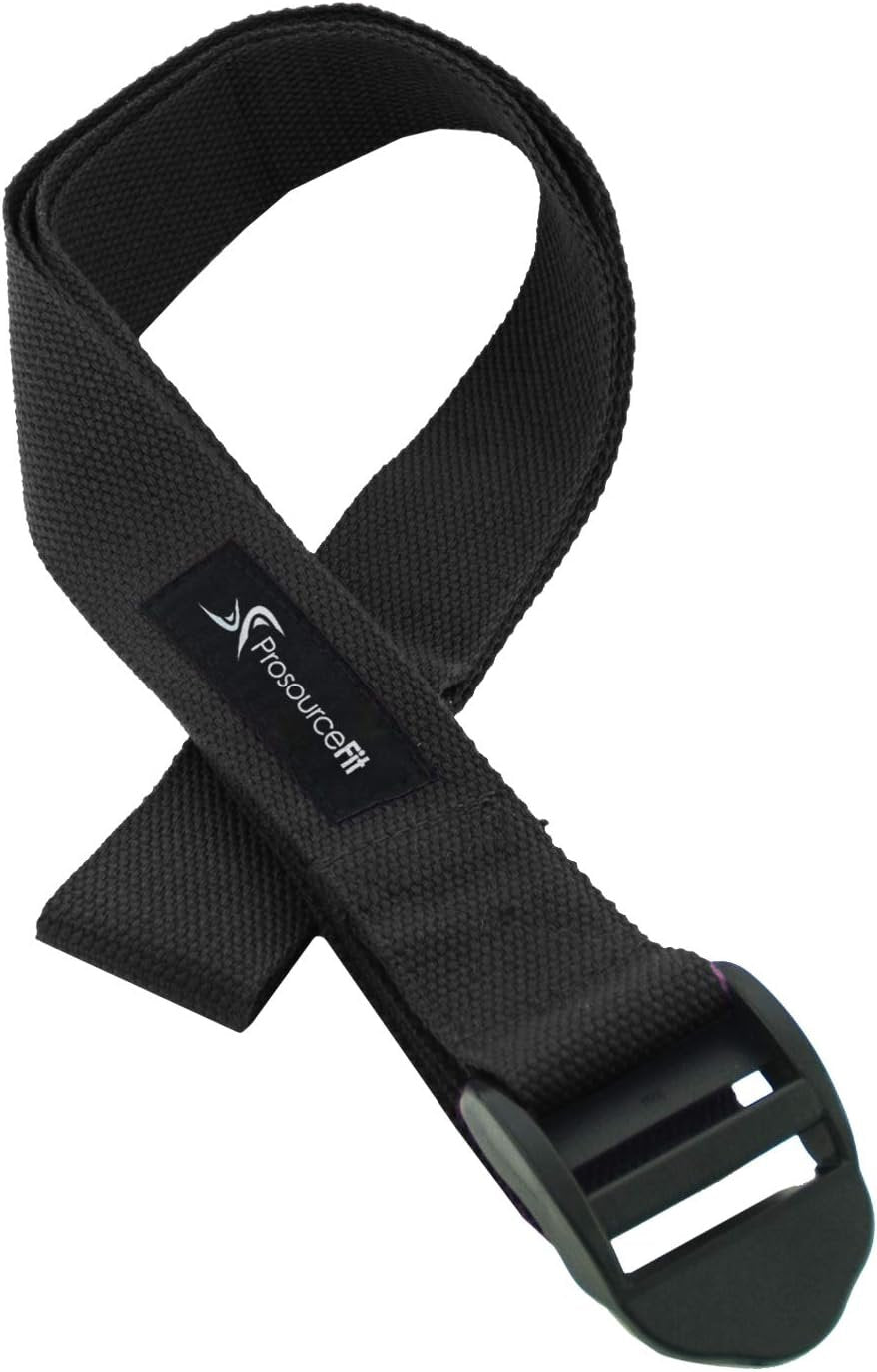 ProsourceFit Durable Cotton Cinch Buckle Yoga Strap for Stretching, Flexibility & Physical Therapy