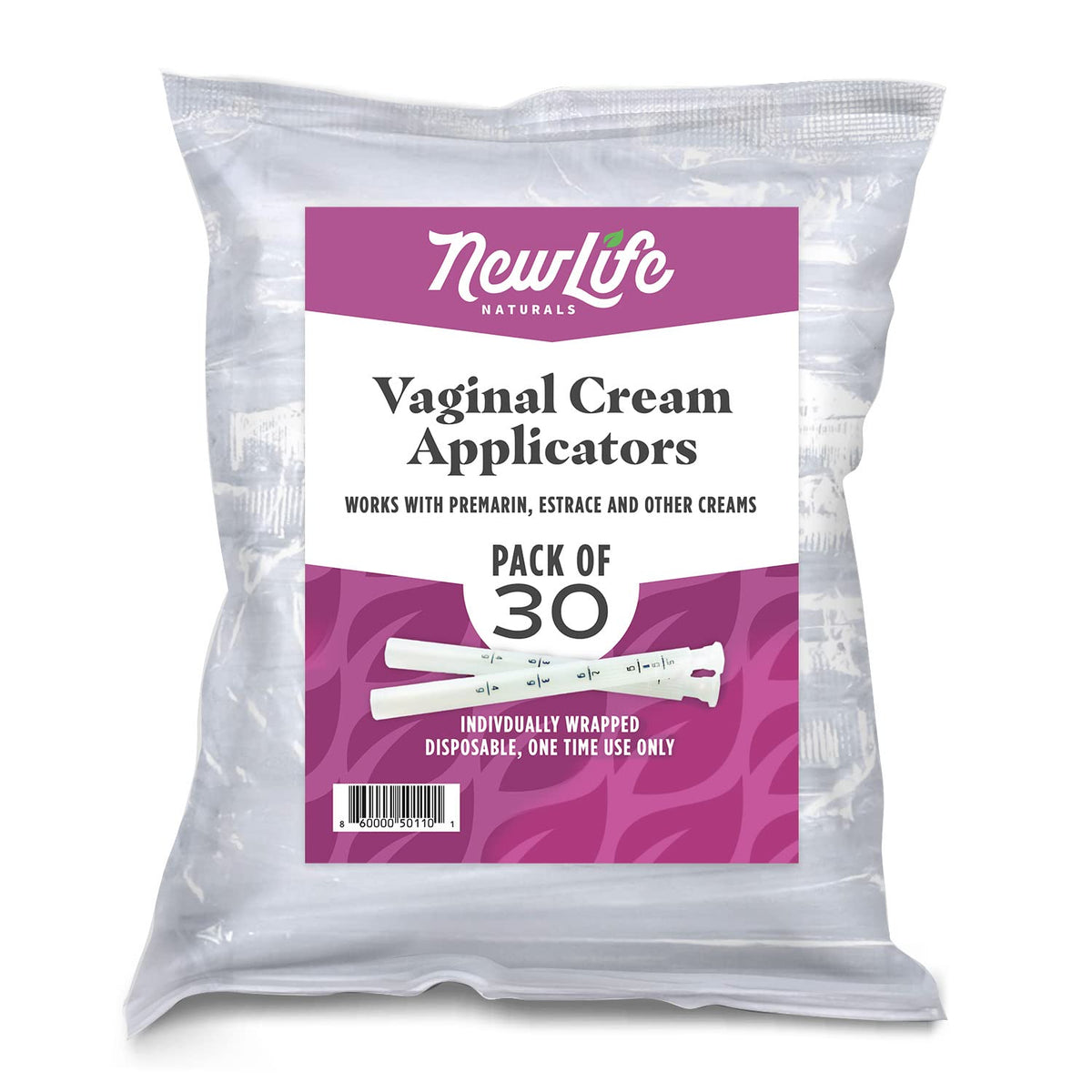 Disposable Plastic Vaginal Applicator Pack: Hygienic Threaded Injector to Fit Preseed Lubricant, Estrace, Personal Lube and OTC Gel or Cream Products - With Dosage Measurements - 30 Pack