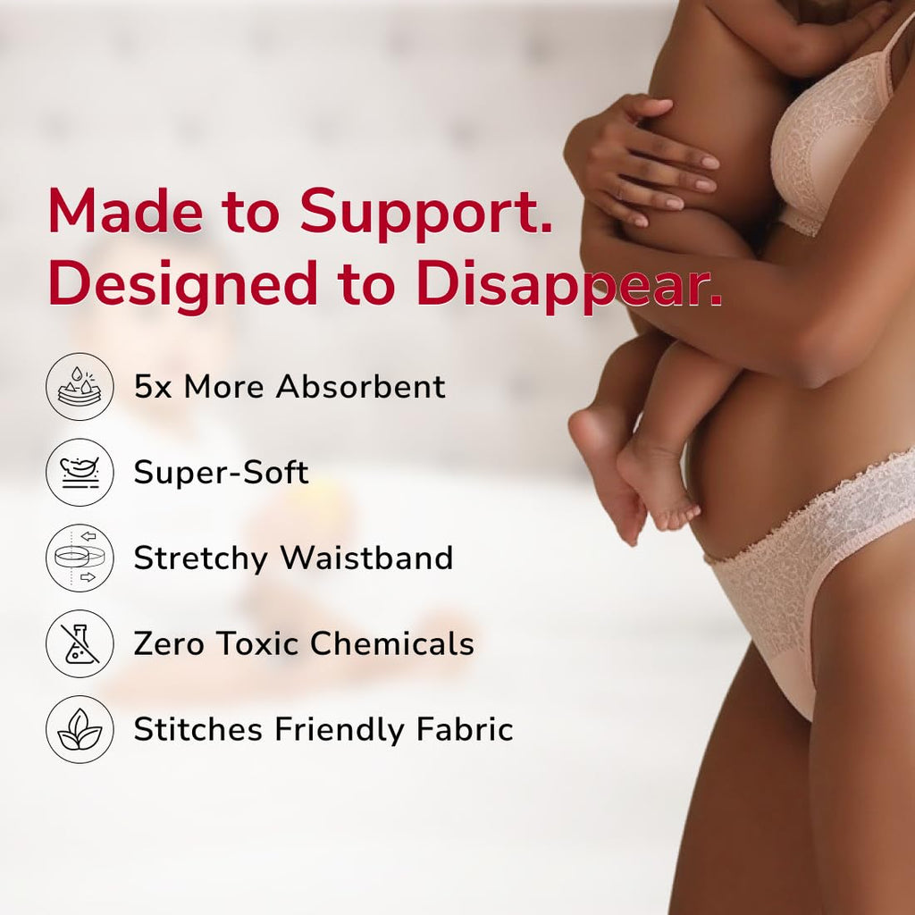 Be Me Maternity Disposable Underwear – Pack of 7| Postpartum Underwear| Ultra Absorbent & Rash-Free Comfort| Post-Delivery Disposable Panties - L-XL